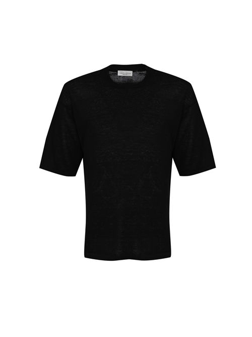 T-shirt in maglia di lino Nero ROBERTO COLLINA | 261MYA2022109